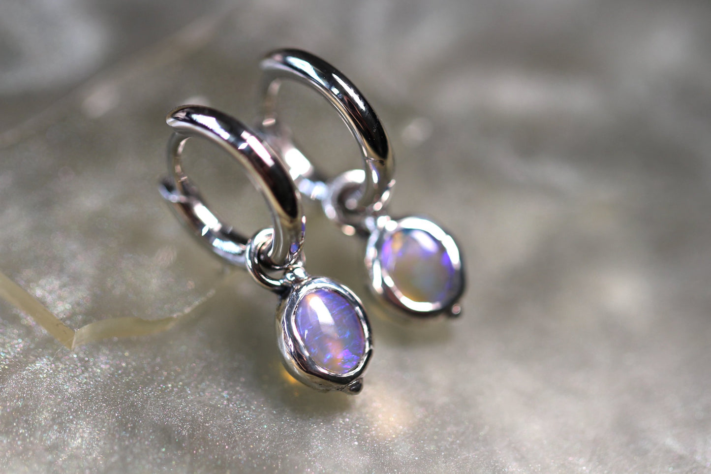 Lightning Ridge Opal and Sterling Silver Earrings