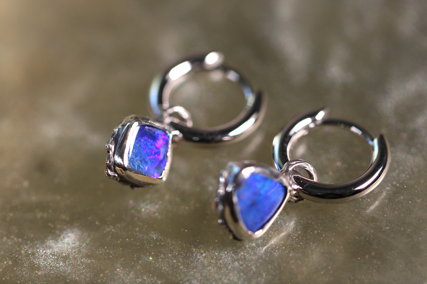 Boulder Opal and Sterling Silver Earrings