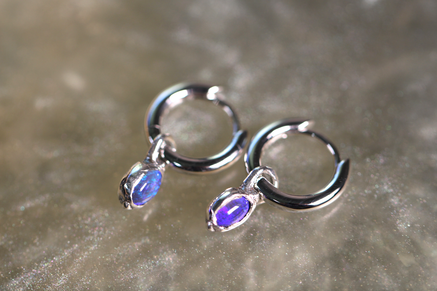 Lightning Ridge Opal and Sterling Silver Earrings