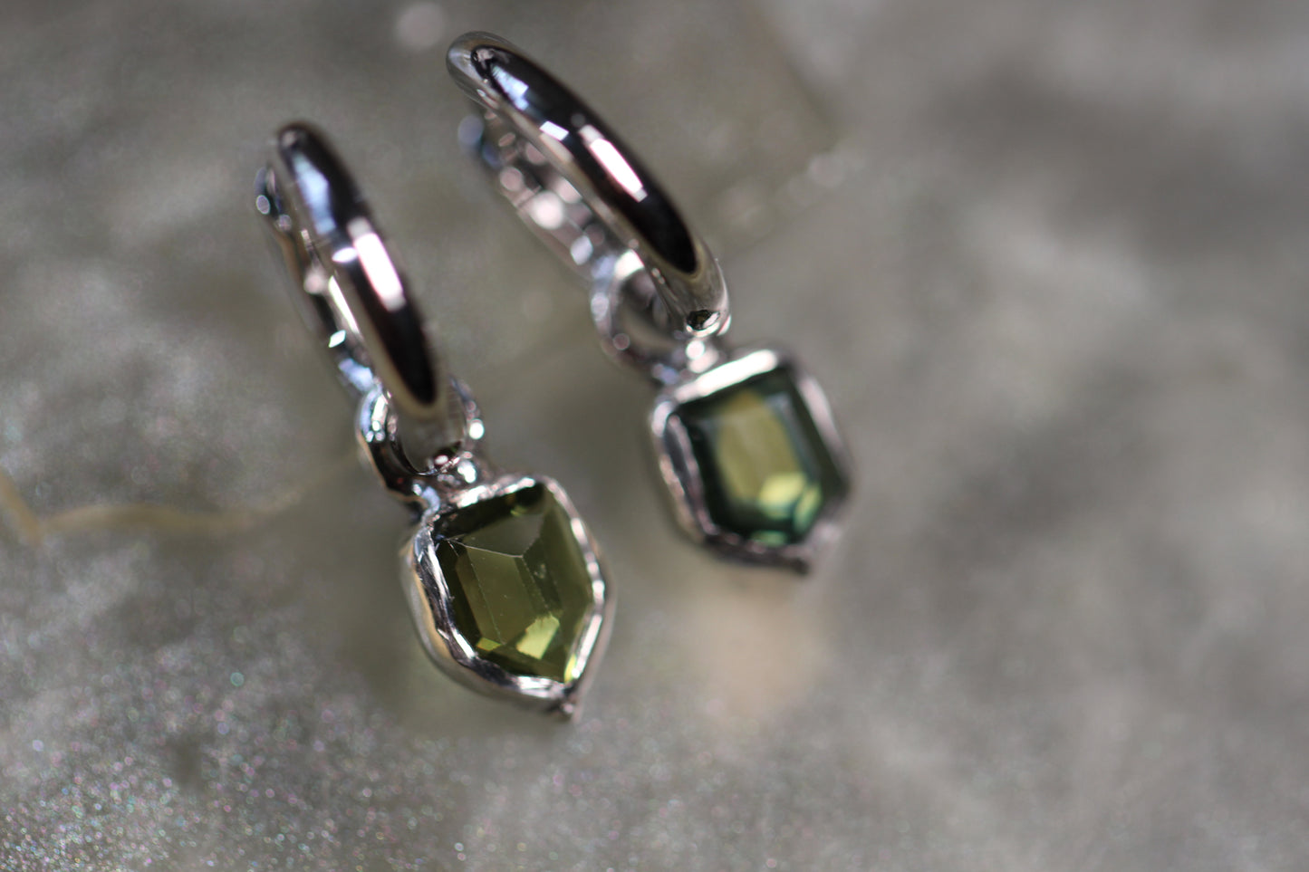 Australian Parti Sapphire and Sterling Silver Earrings