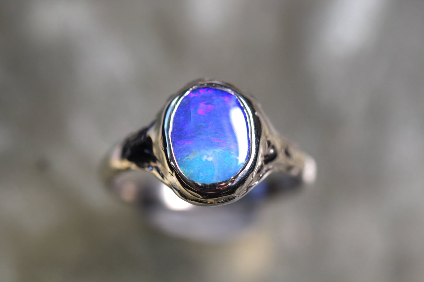 Boulder Opal and Sterling Silver Ring