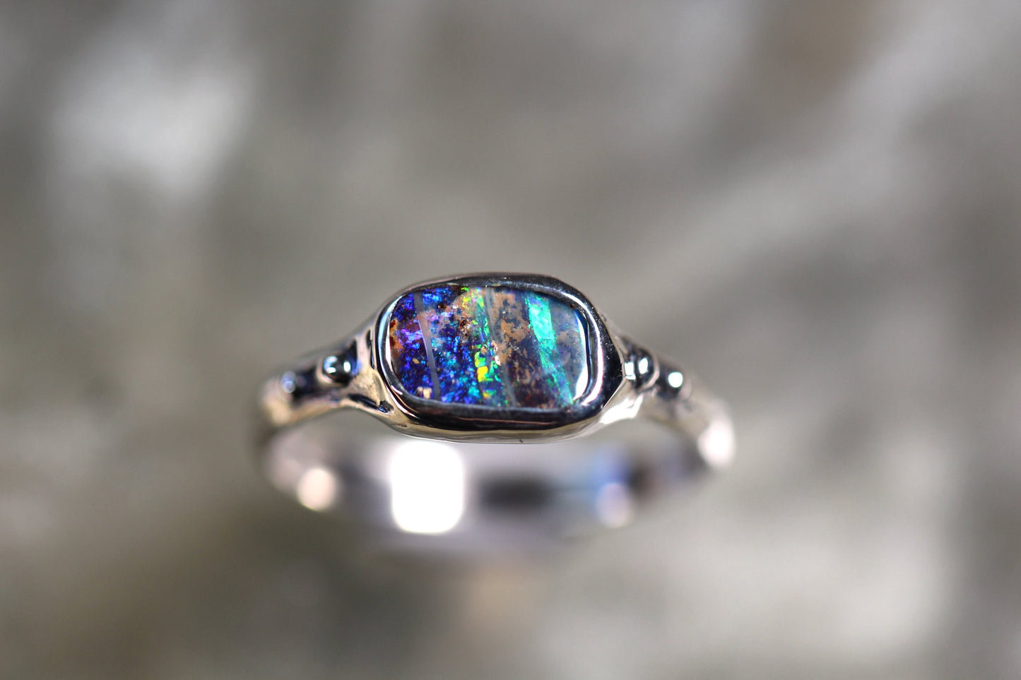 Boulder Opal and Sterling Silver Ring