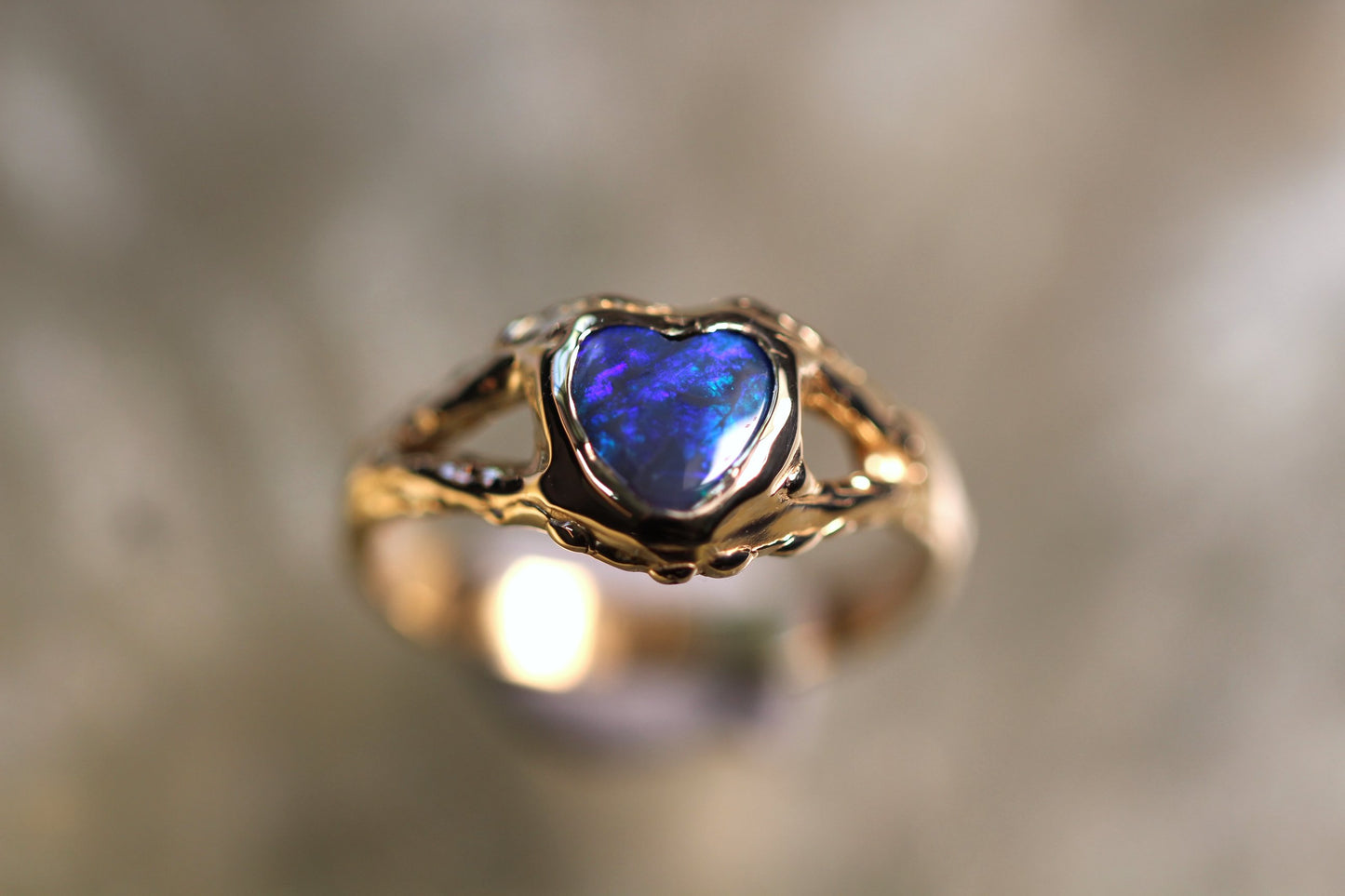 Lightning Ridge Opal and Solid 9ct Yellow Gold Ring