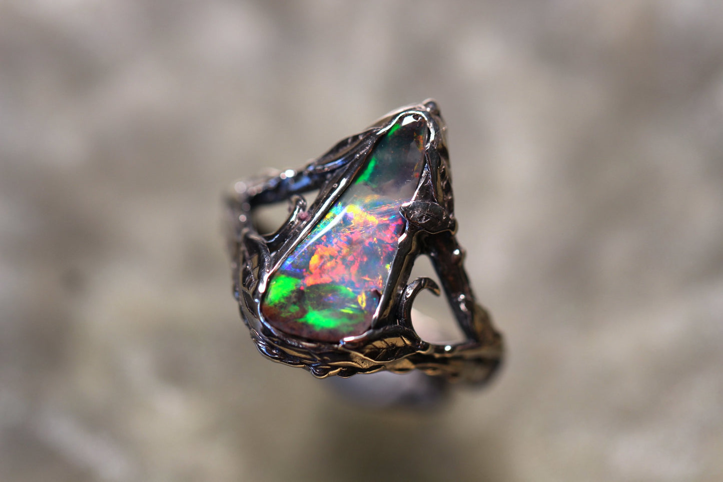 Boulder Opal and Sterling Silver Ring