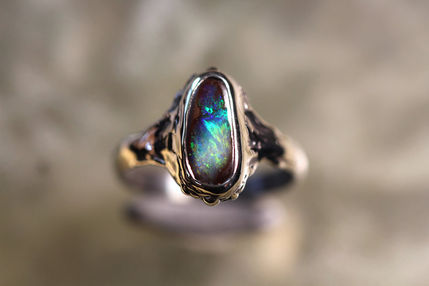 Boulder Opal and Sterling Silver Ring