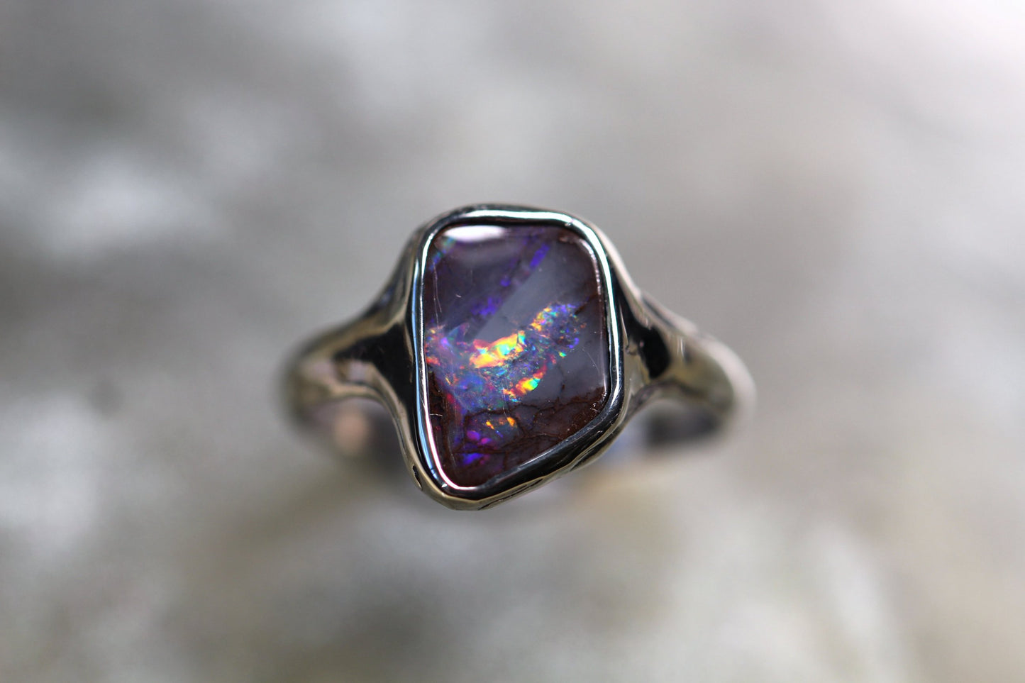 Boulder Opal and Sterling Silver Ring