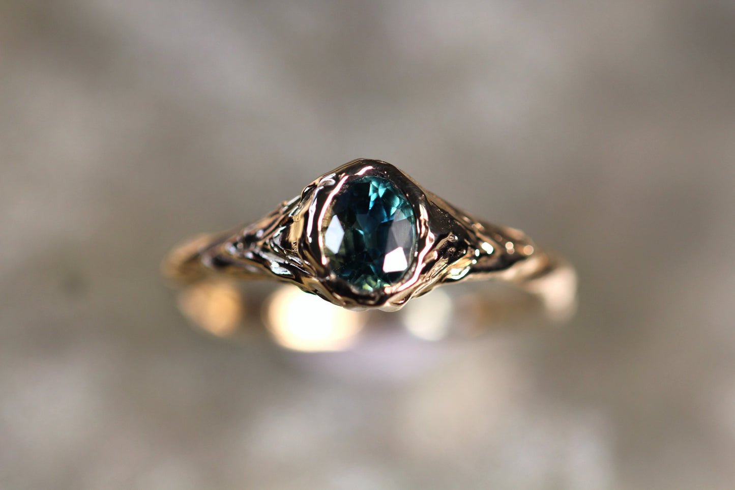Australian Parti Sapphire and Solid 9ct Yellow Gold Ring