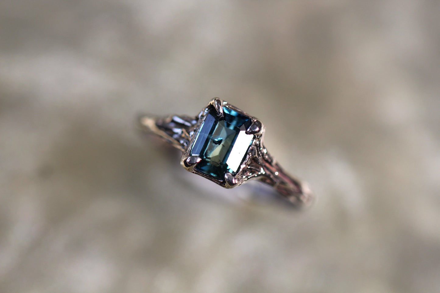Australian Parti Sapphire and Sterling Silver Ring