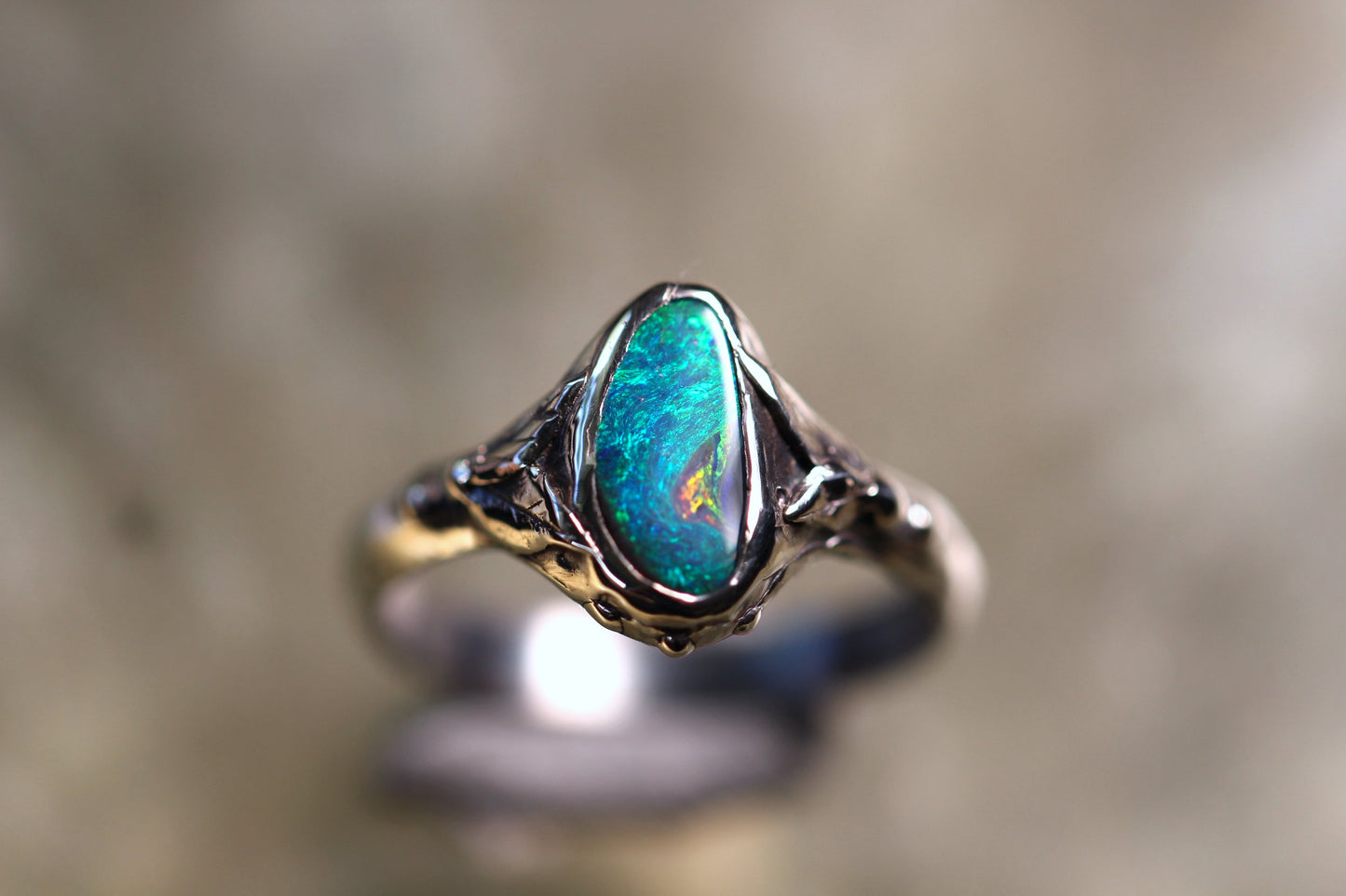 Boulder Opal and Sterling Silver Ring