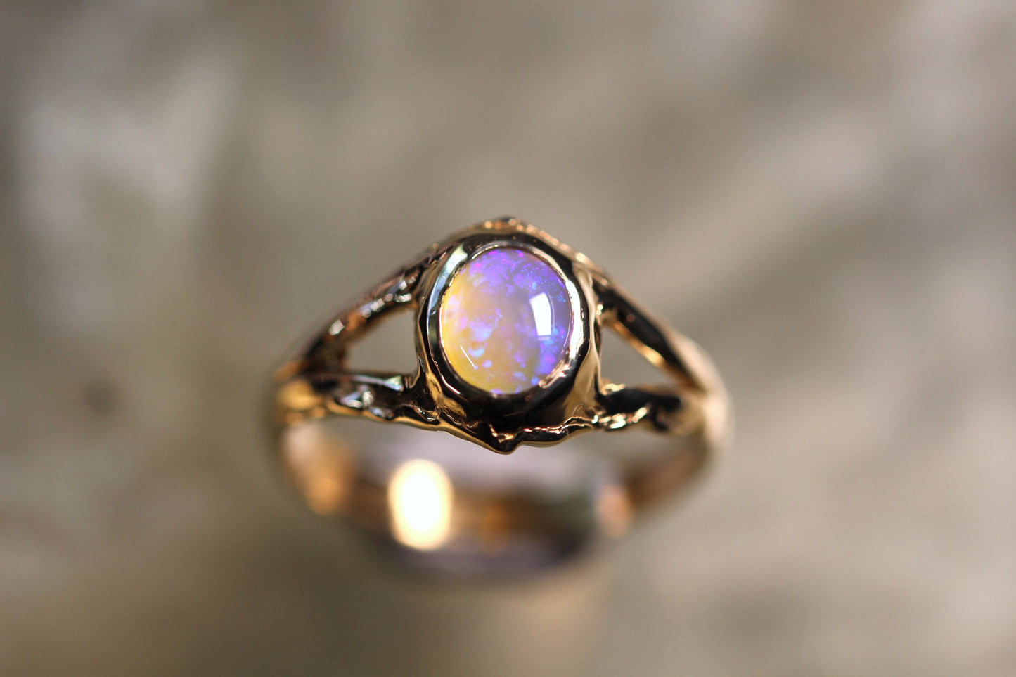 Lightning Ridge Opal and Solid 9ct Yellow Gold Ring