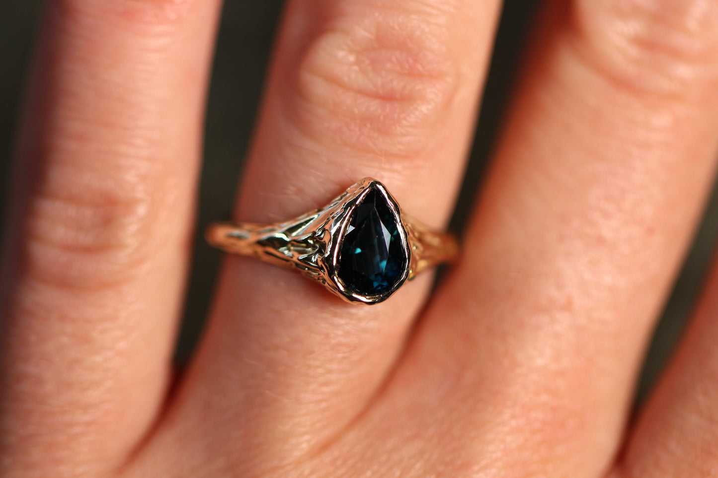 Australian Parti Sapphire and Solid 9ct Yellow Gold Ring