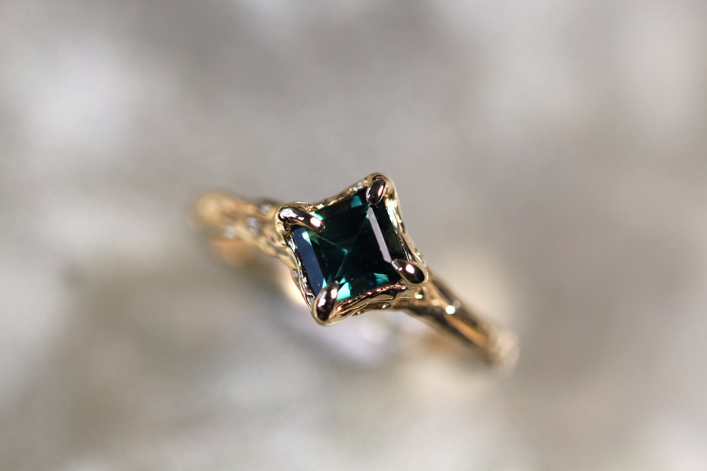 Australian Parti Sapphire and Solid 9ct Yellow Gold Ring