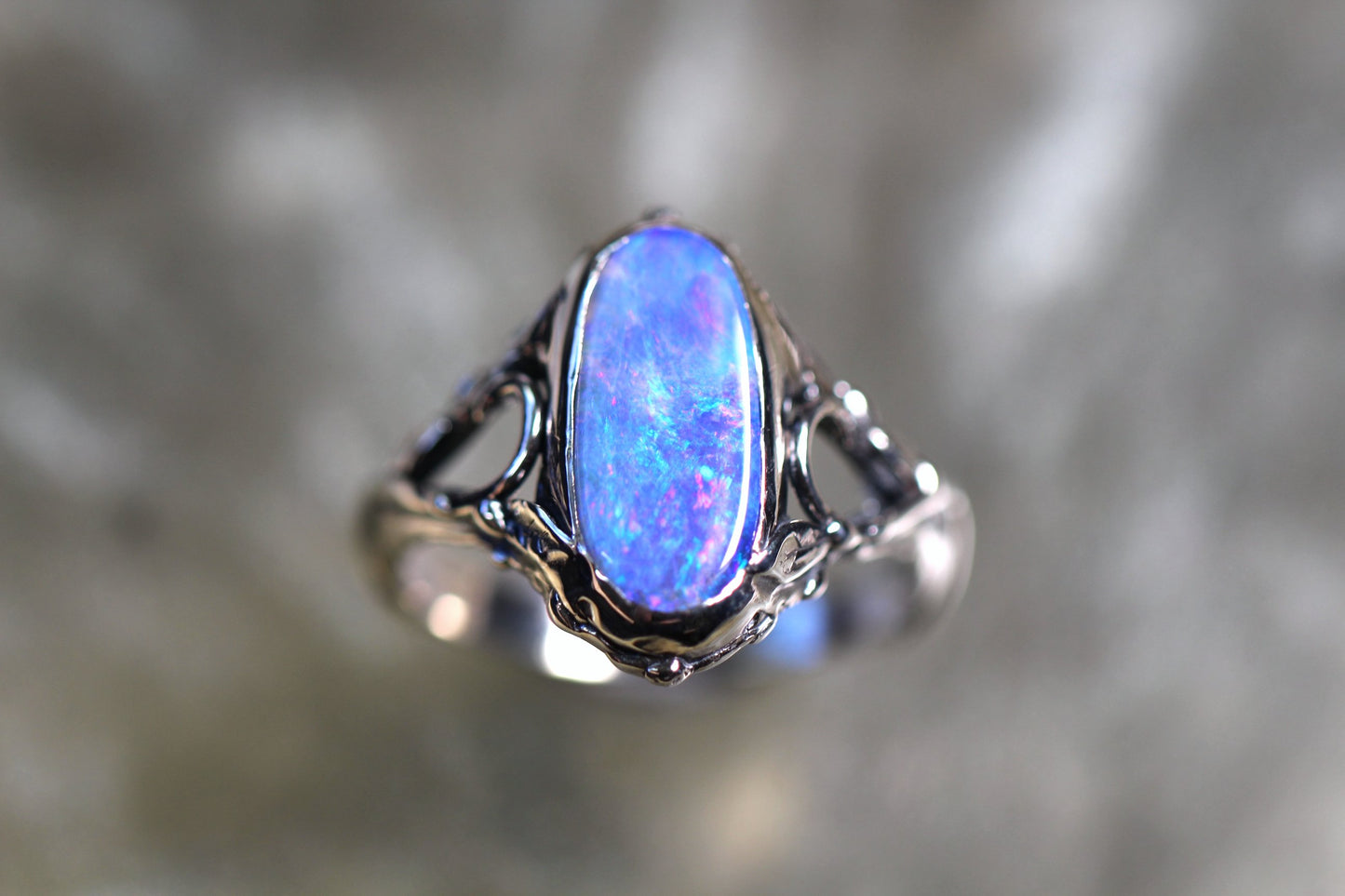 Boulder Opal and Sterling Silver Ring