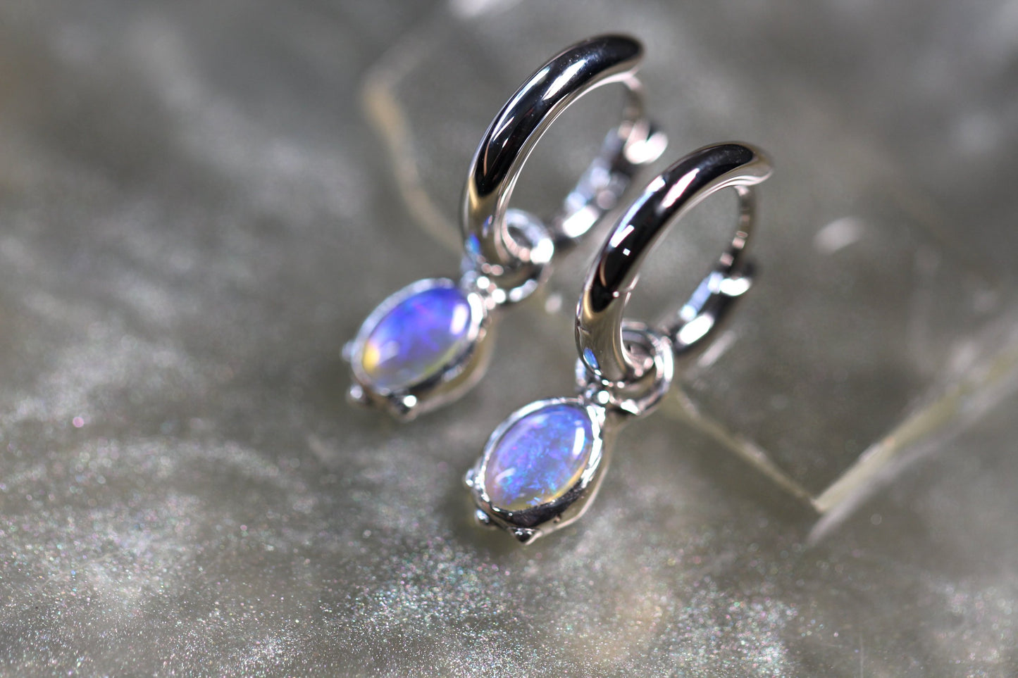 Lightning Ridge Opal and Sterling Silver Earrings