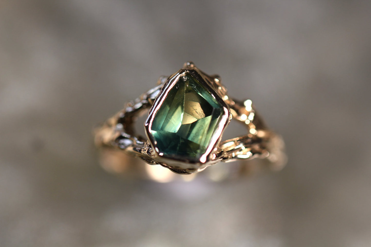 Australian Parti Sapphire and Solid 9ct Yellow Gold Ring