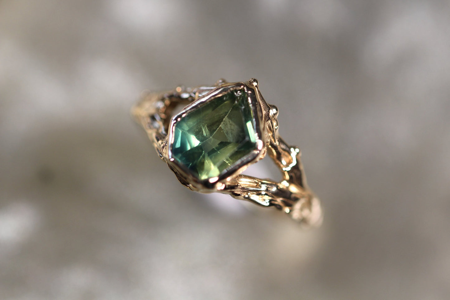 Australian Parti Sapphire and Solid 9ct Yellow Gold Ring