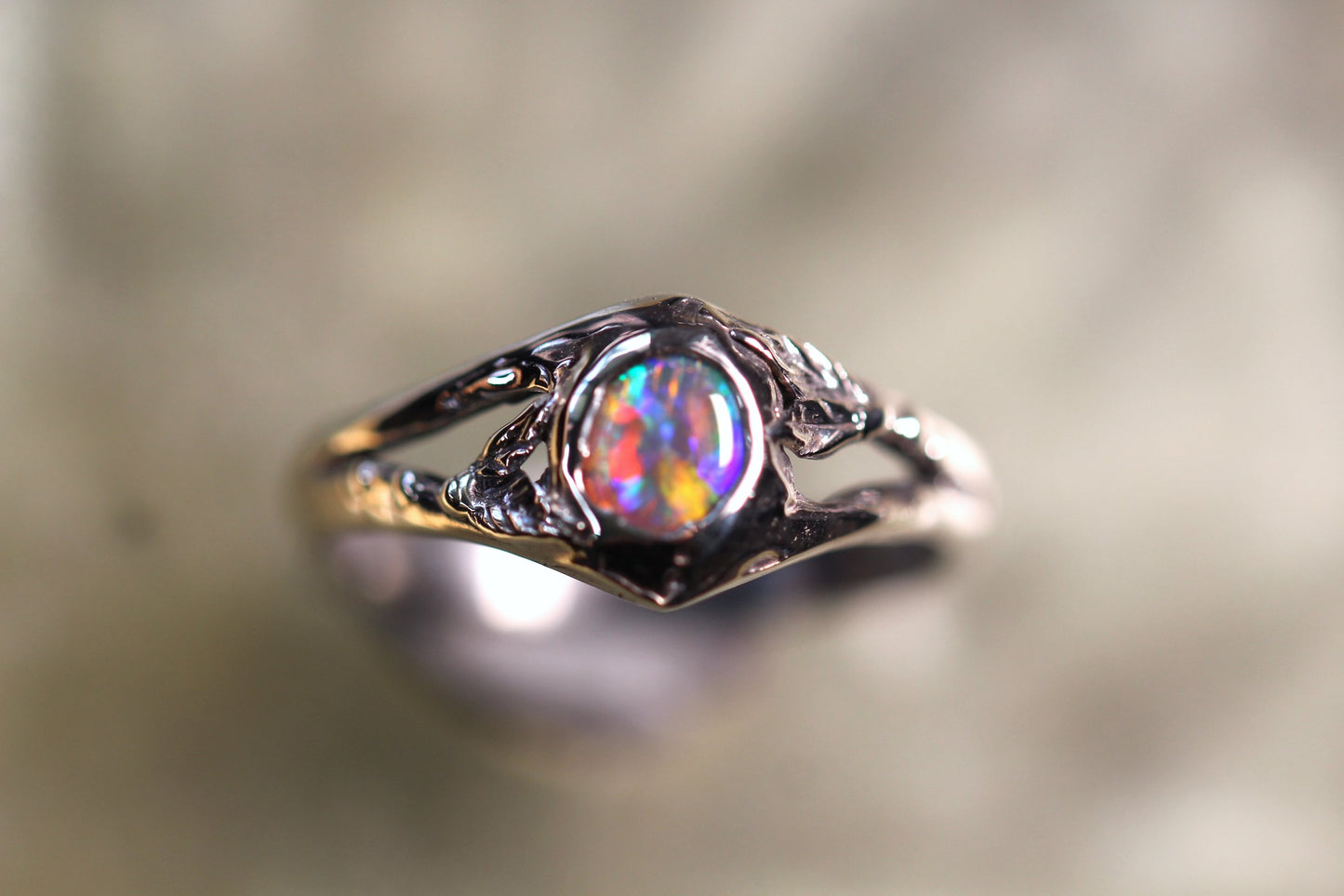 Lightning Ridge Opal and Sterling Silver Ring