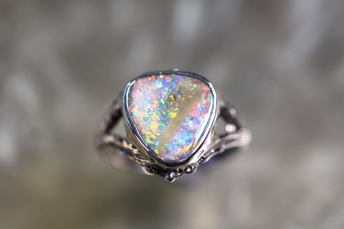 Boulder Opal and Sterling Silver Ring