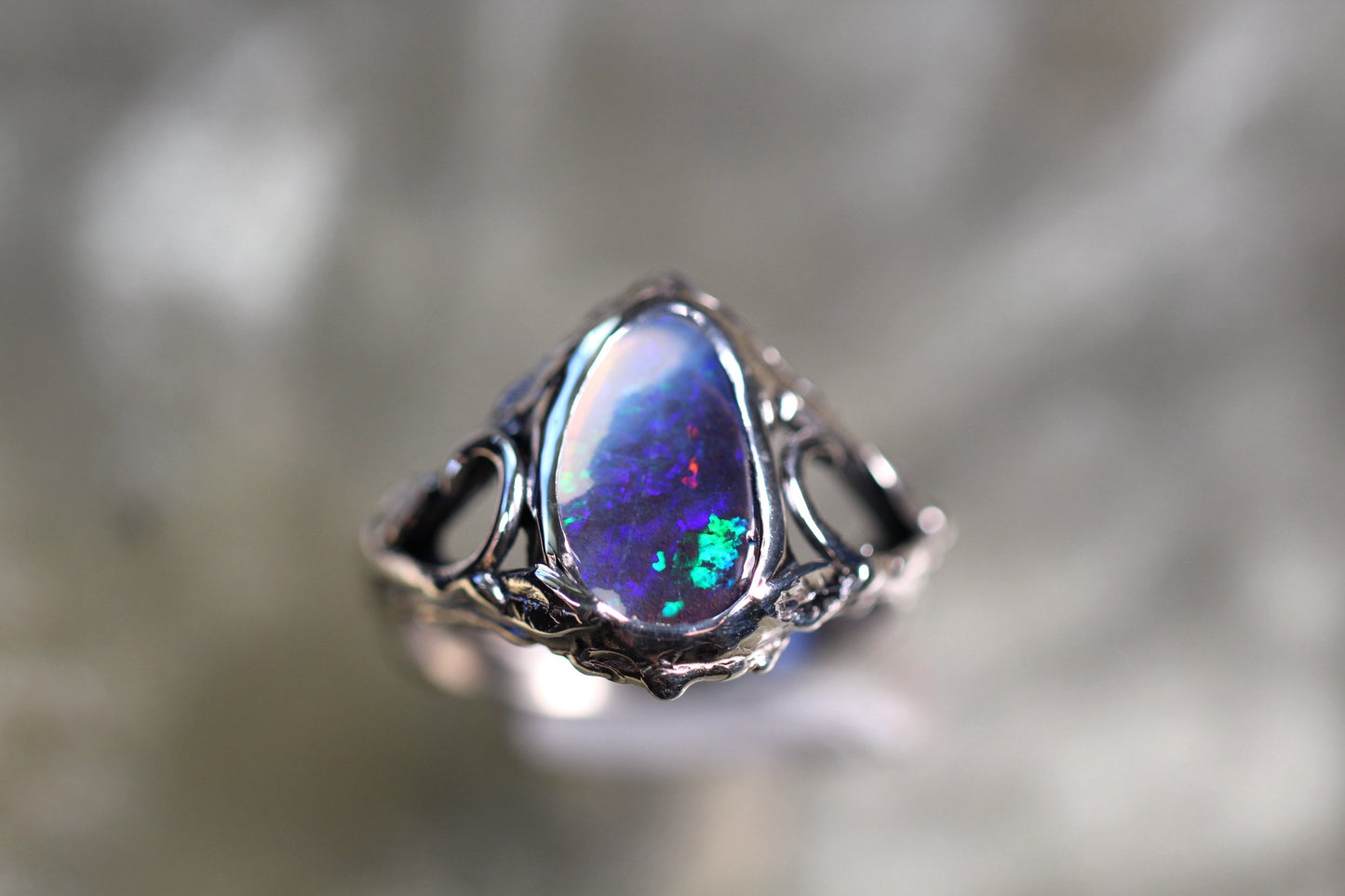 Boulder Opal and Sterling Silver Ring