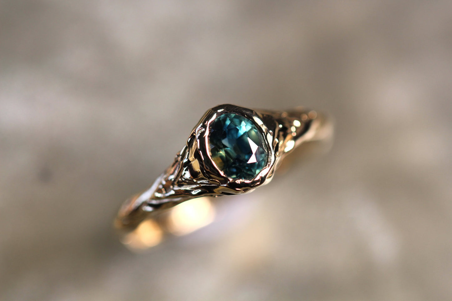 Australian Parti Sapphire and Solid 9ct Yellow Gold Ring
