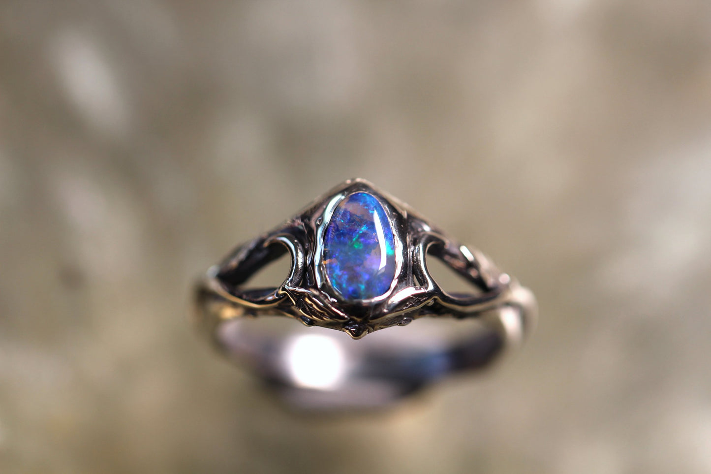Lightning Ridge Opal and Sterling Silver Ring