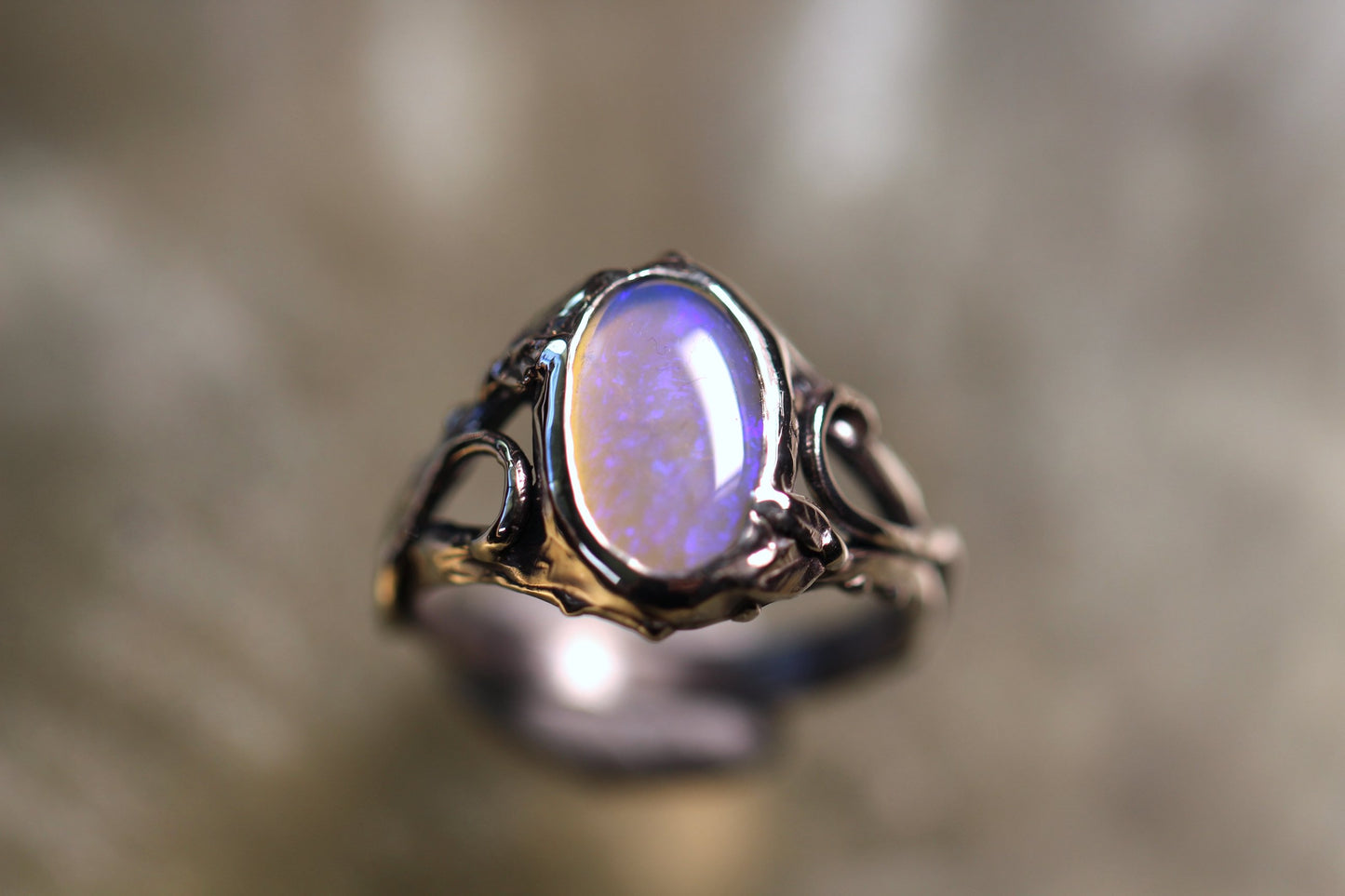 Lightning Ridge Opal and Sterling Silver Ring