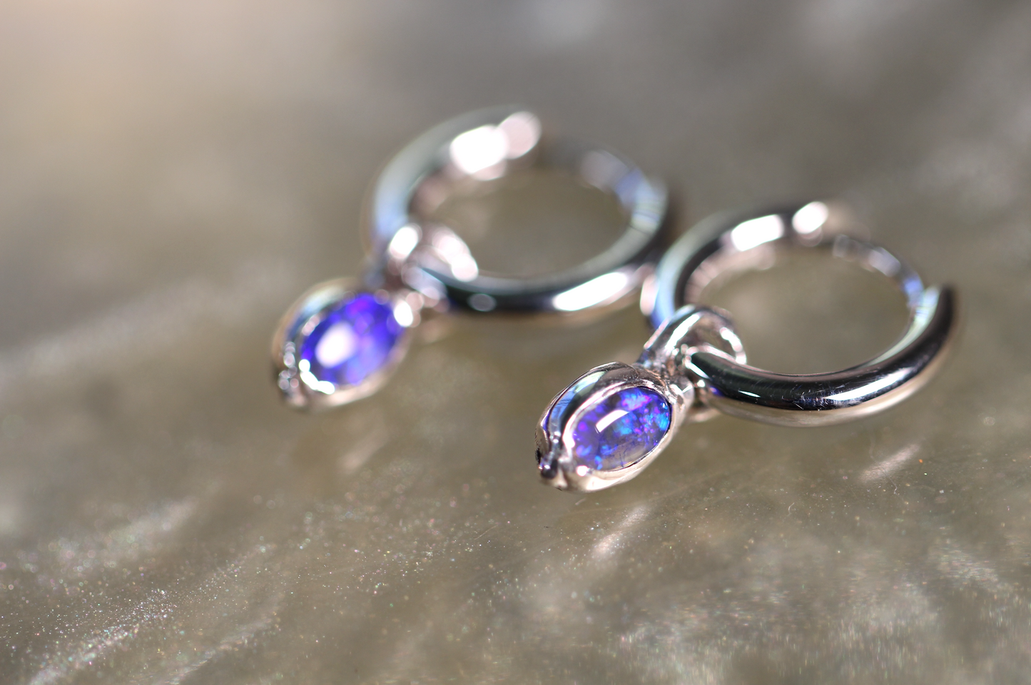 Lightning Ridge Opal and Sterling Silver Earrings