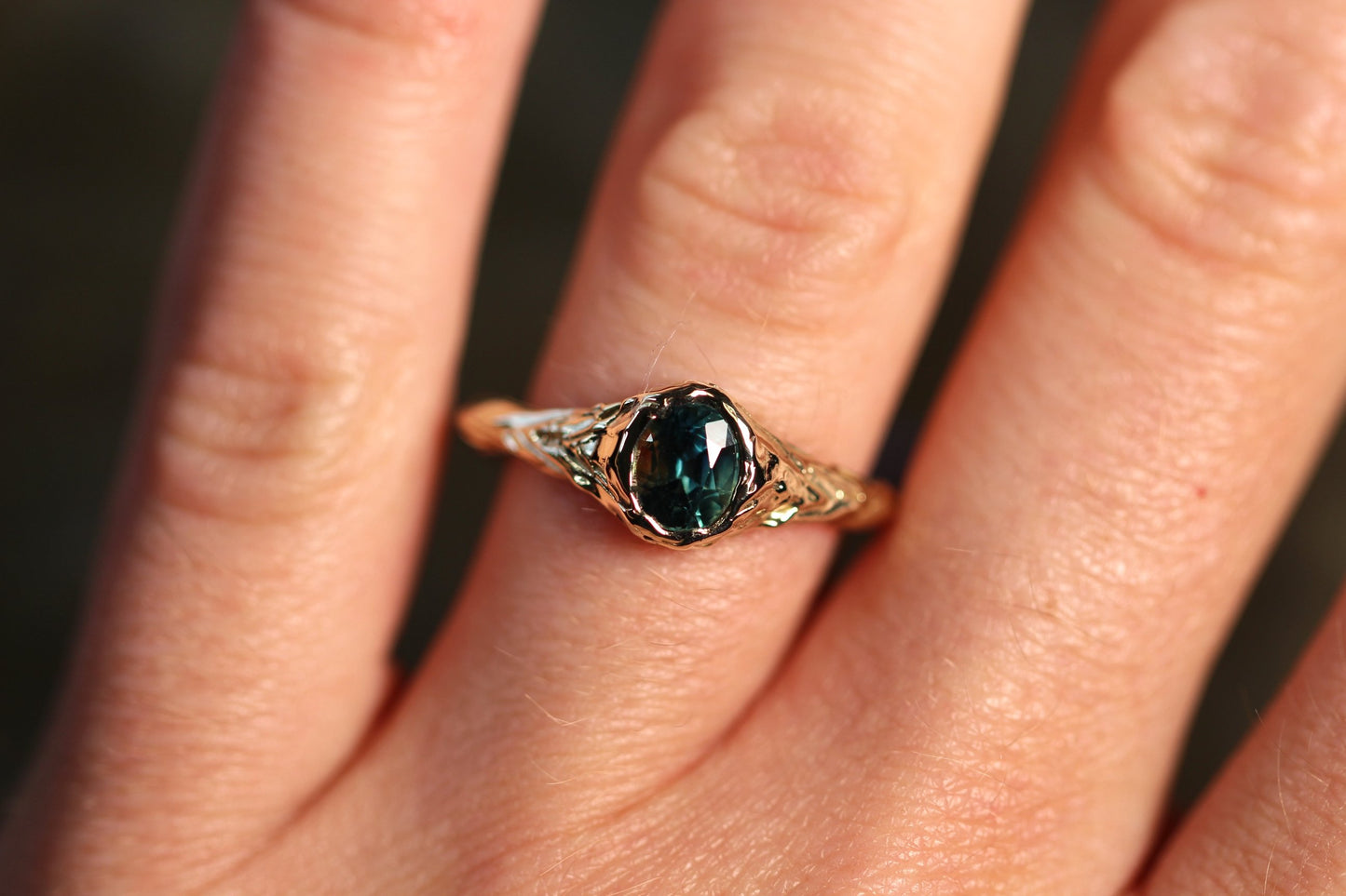 Australian Parti Sapphire and Solid 9ct Yellow Gold Ring