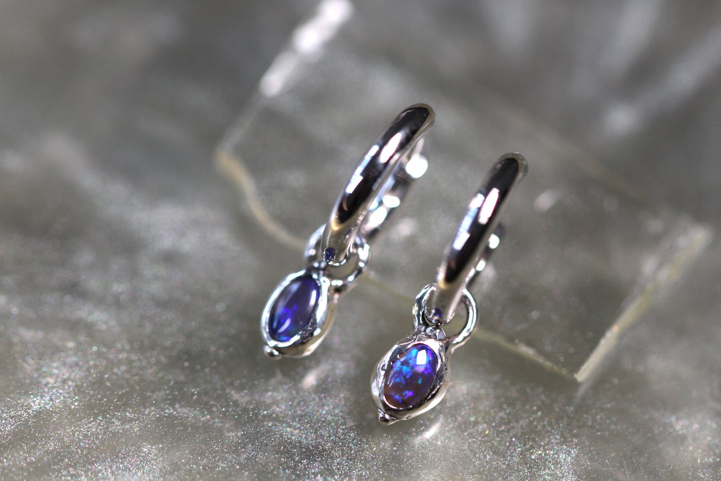 Lightning Ridge Opal and Sterling Silver Earrings