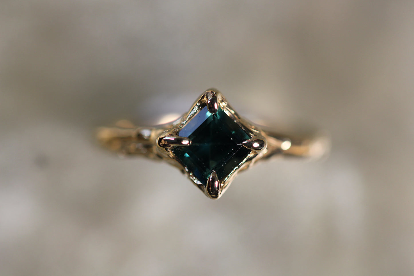 Australian Parti Sapphire and Solid 9ct Yellow Gold Ring