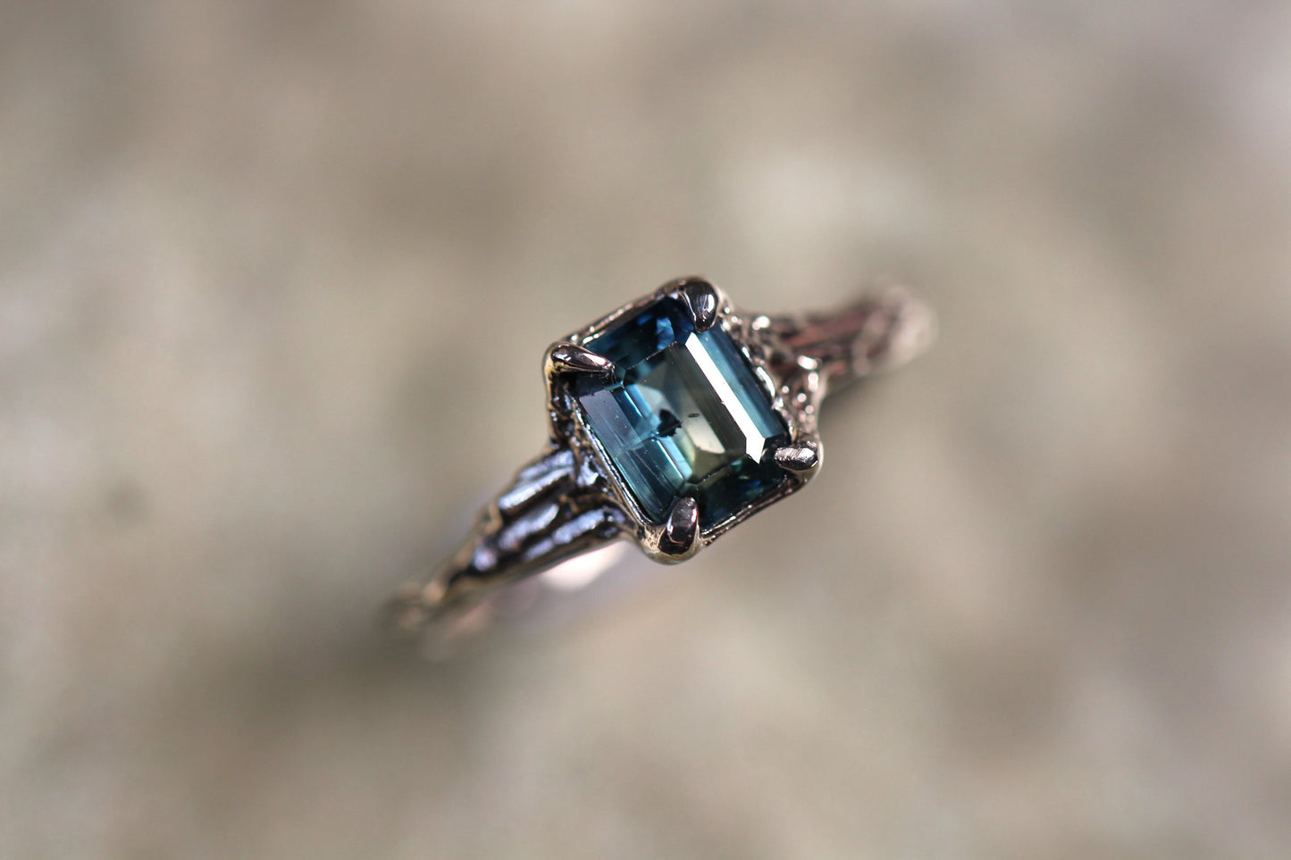Australian Parti Sapphire and Sterling Silver Ring