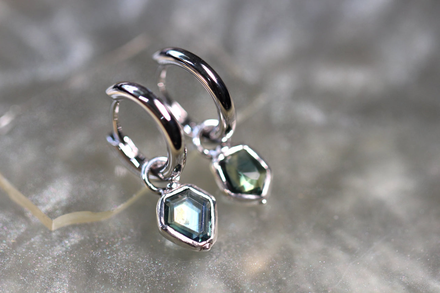 Australian Parti Sapphire and Sterling Silver Earrings