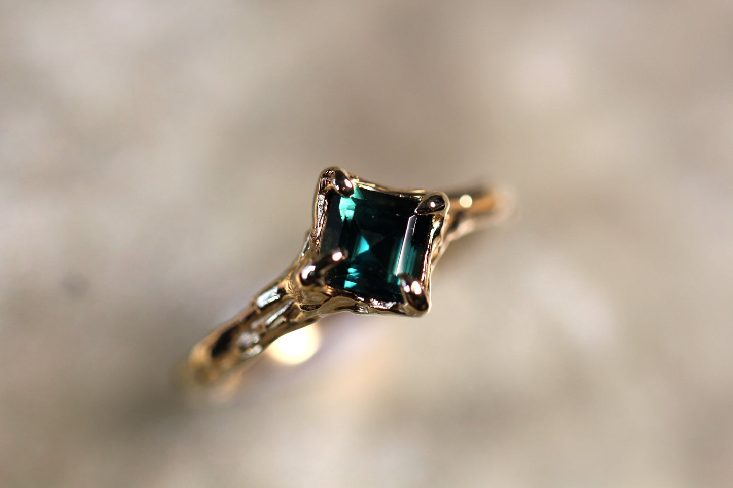 Australian Parti Sapphire and Solid 9ct Yellow Gold Ring
