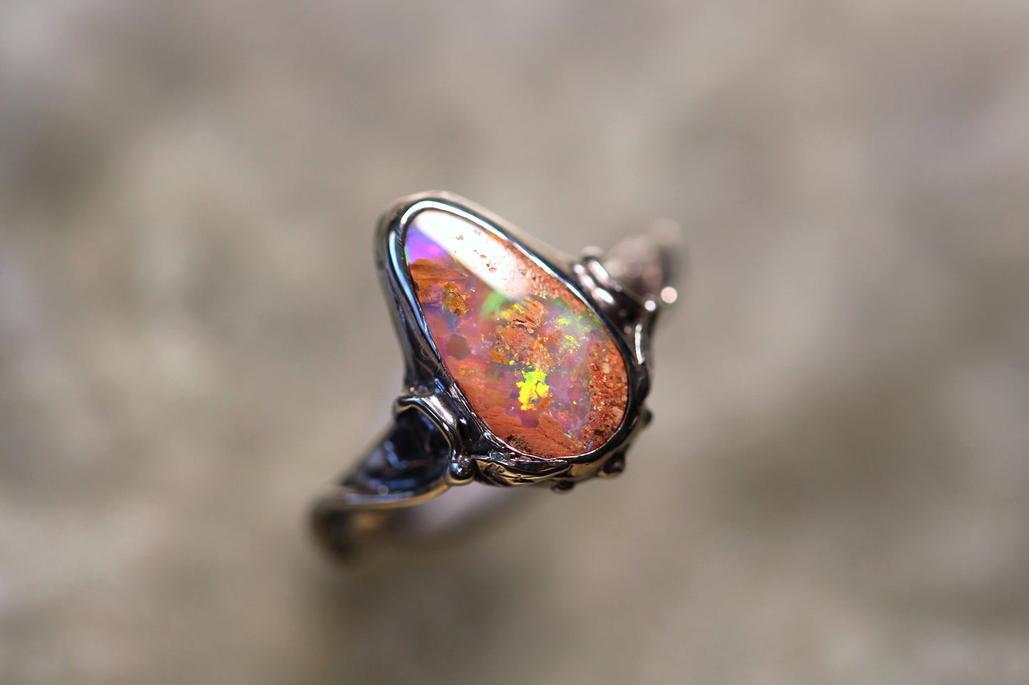 Pipe Opal and Sterling Silver Ring