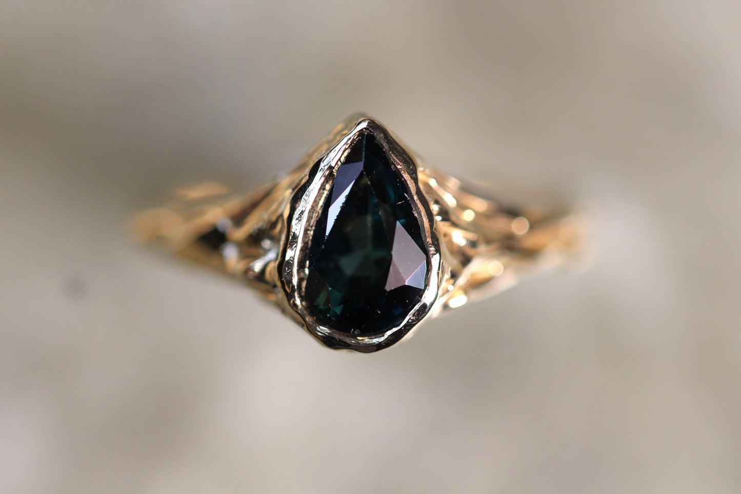 Australian Parti Sapphire and Solid 9ct Yellow Gold Ring