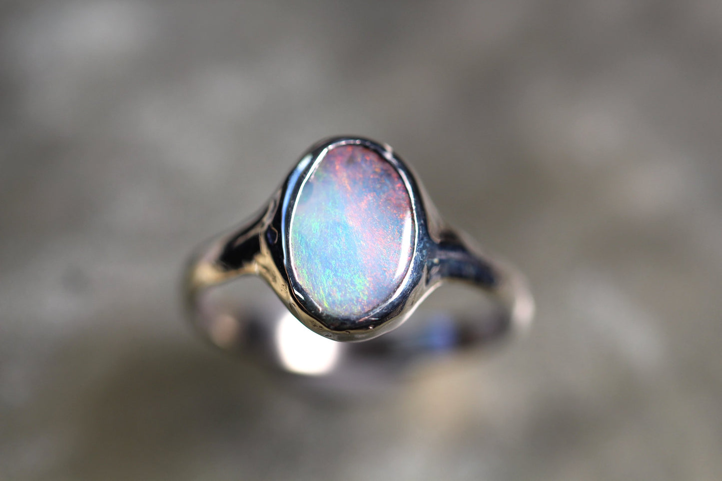 Boulder Opal and Sterling Silver Ring