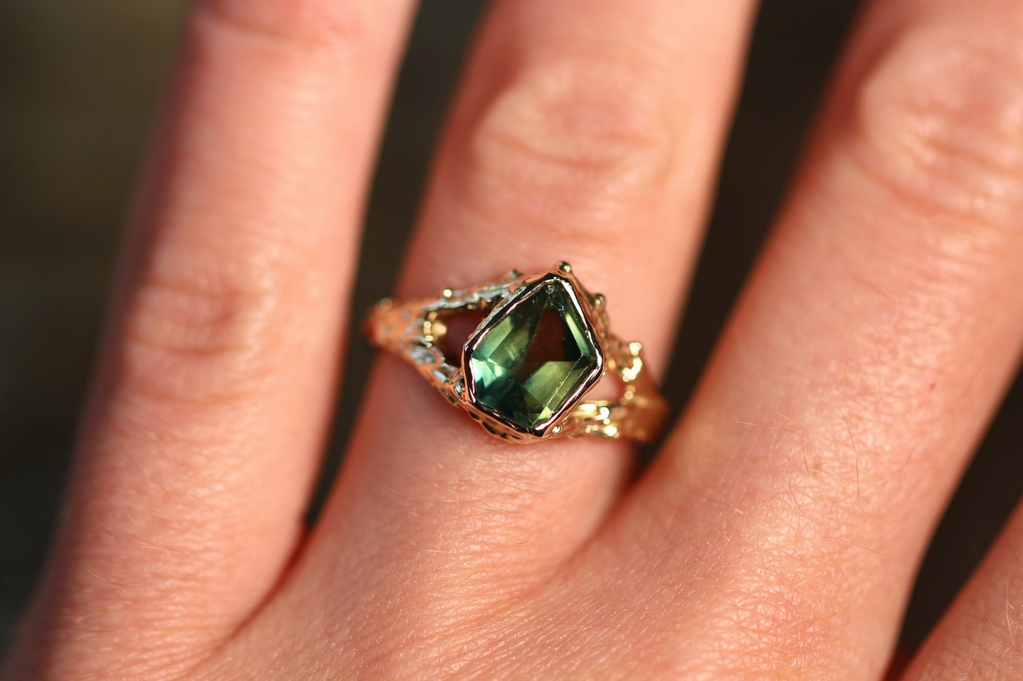 Australian Parti Sapphire and Solid 9ct Yellow Gold Ring