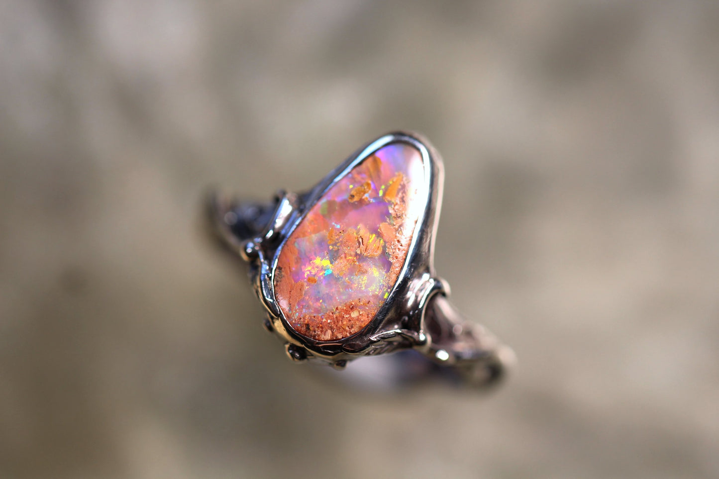 Pipe Opal and Sterling Silver Ring