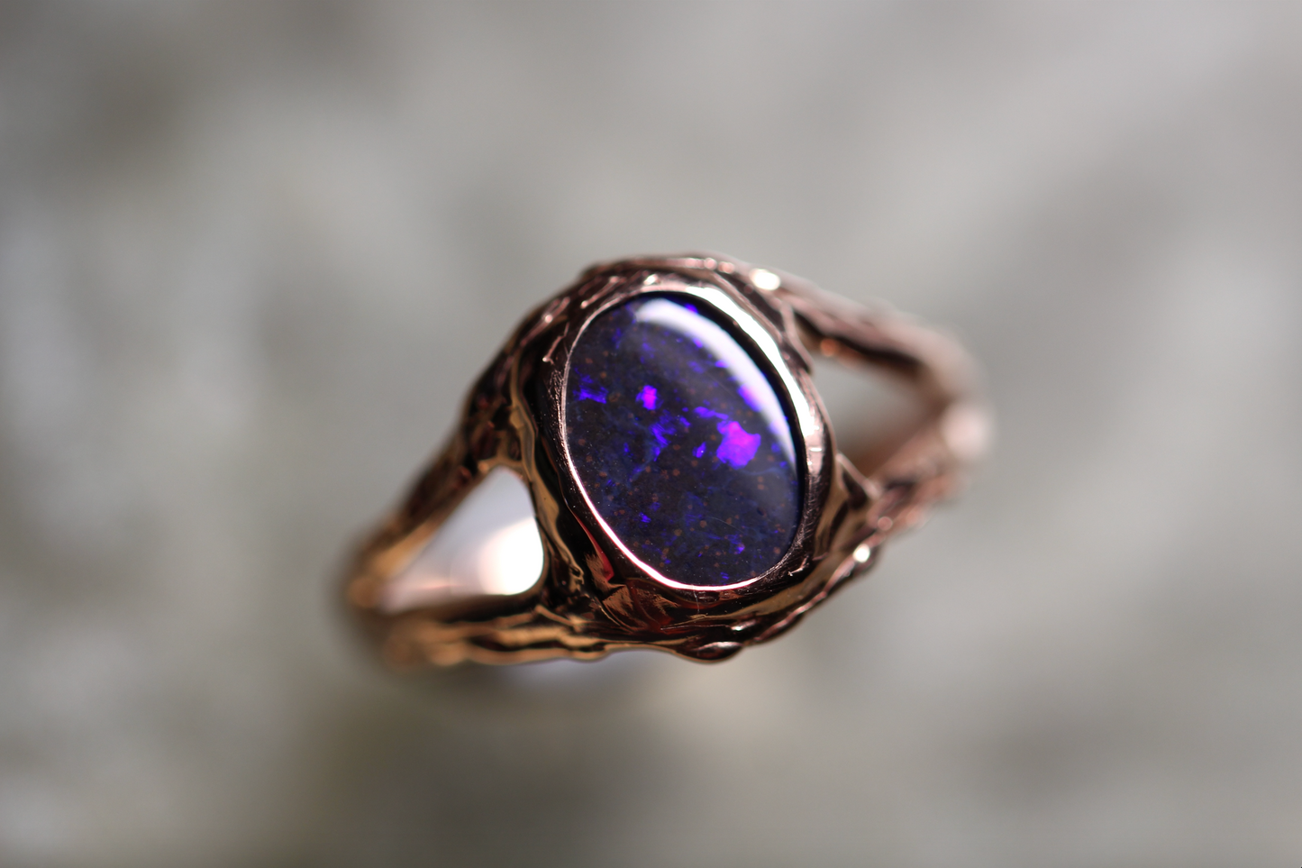 Boulder Opal and Solid 9ct Rose Gold Ring