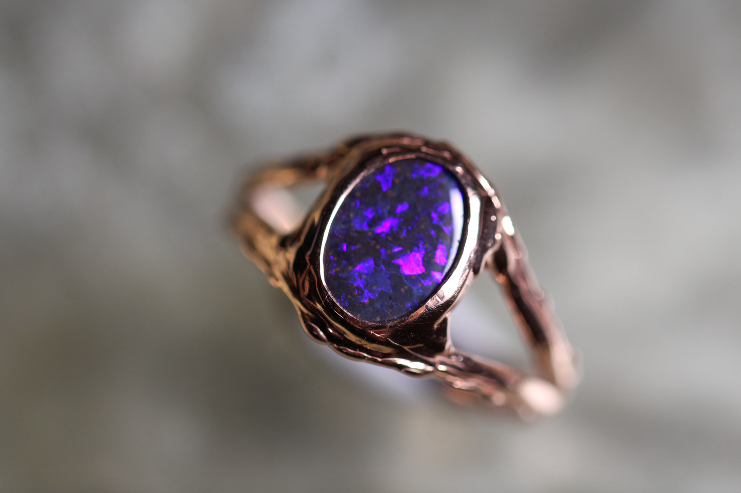 Boulder Opal and Solid 9ct Rose Gold Ring