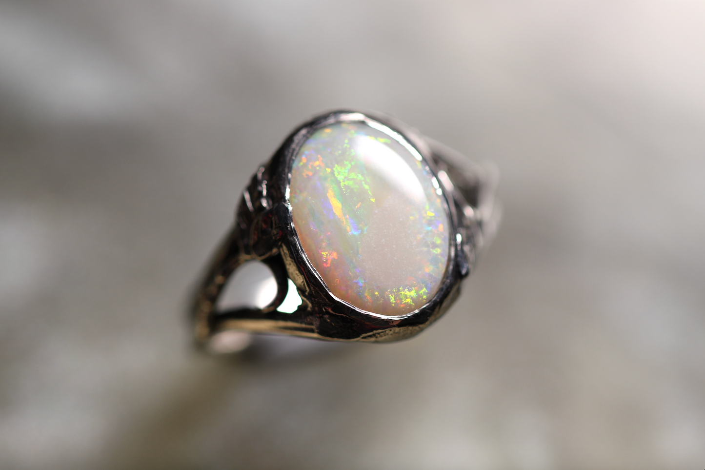 Coober Pedy Opal and Sterling Silver Ring