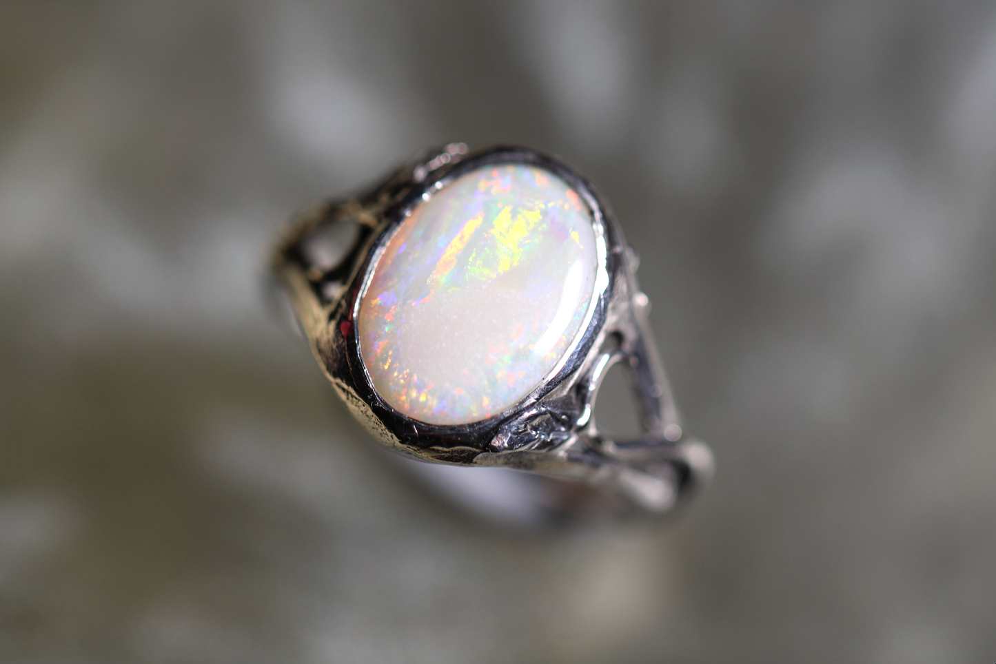Coober Pedy Opal and Sterling Silver Ring