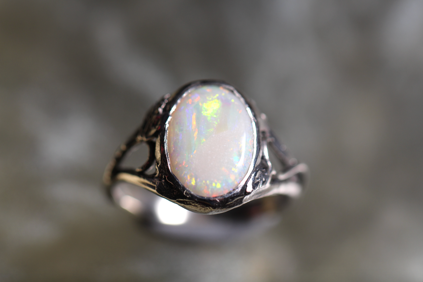Coober Pedy Opal and Sterling Silver Ring