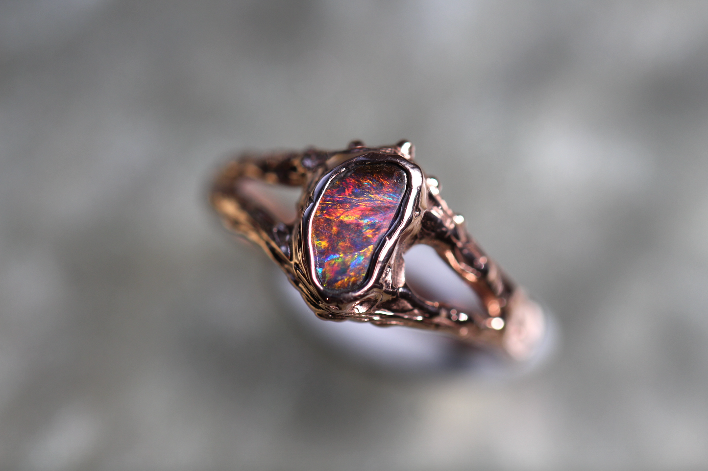 Boulder Opal and Solid 9ct Rose Gold Ring