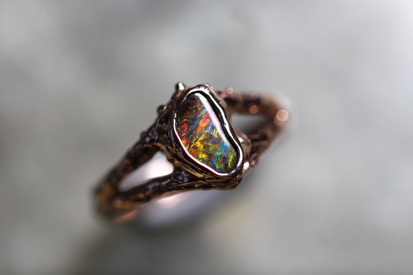 Boulder Opal and Solid 9ct Rose Gold Ring