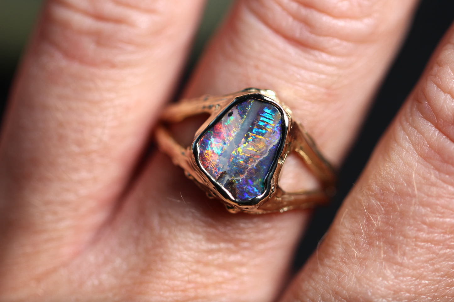 Boulder Opal and Solid 9ct Yellow Gold Ring