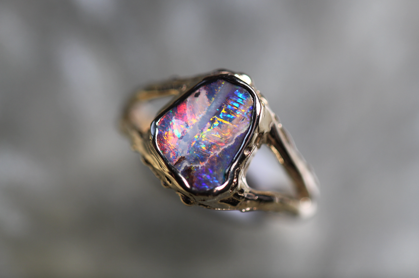 Boulder Opal and Solid 9ct Yellow Gold Ring