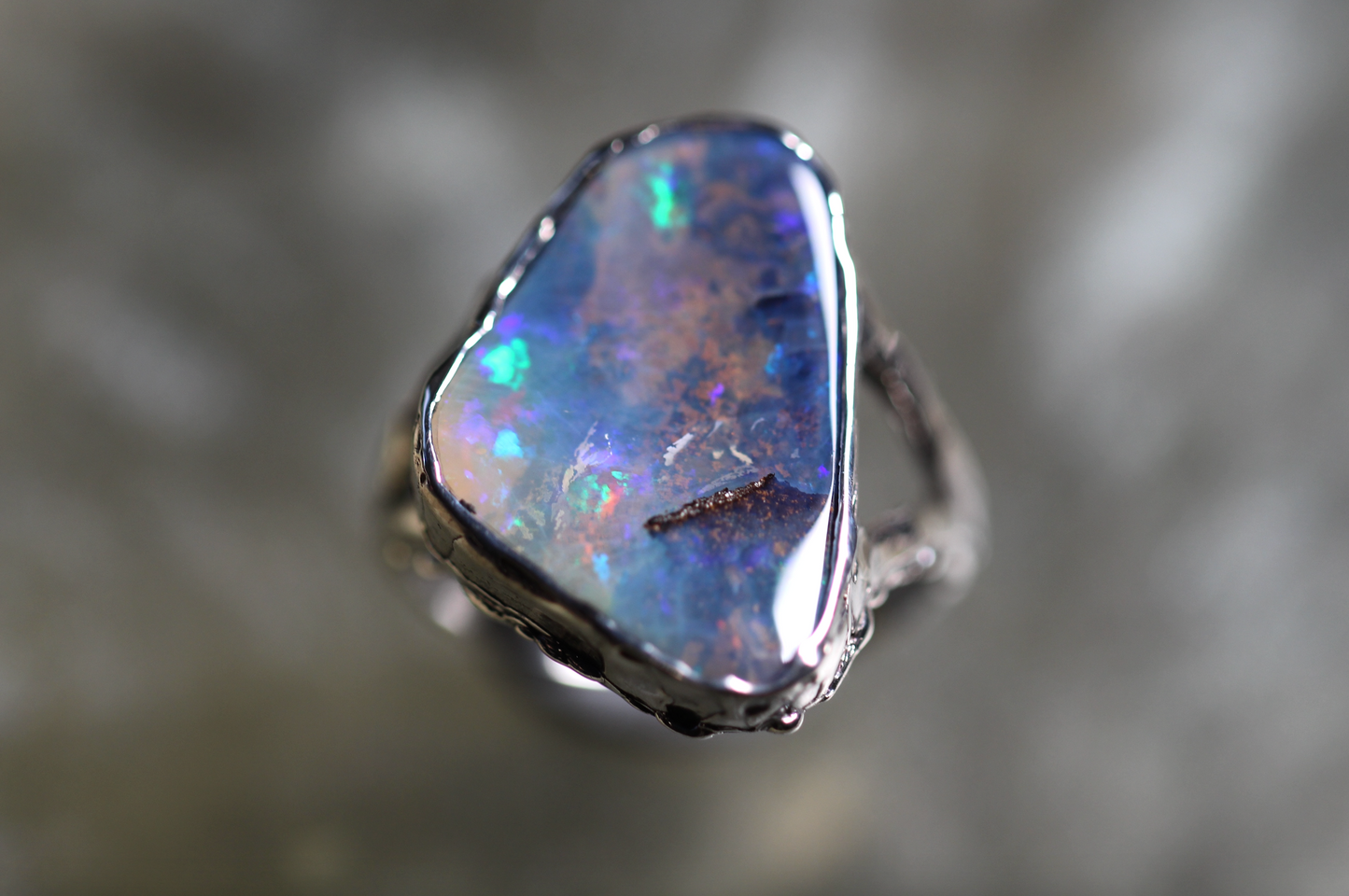 Boulder Opal and Sterling Silver Ring