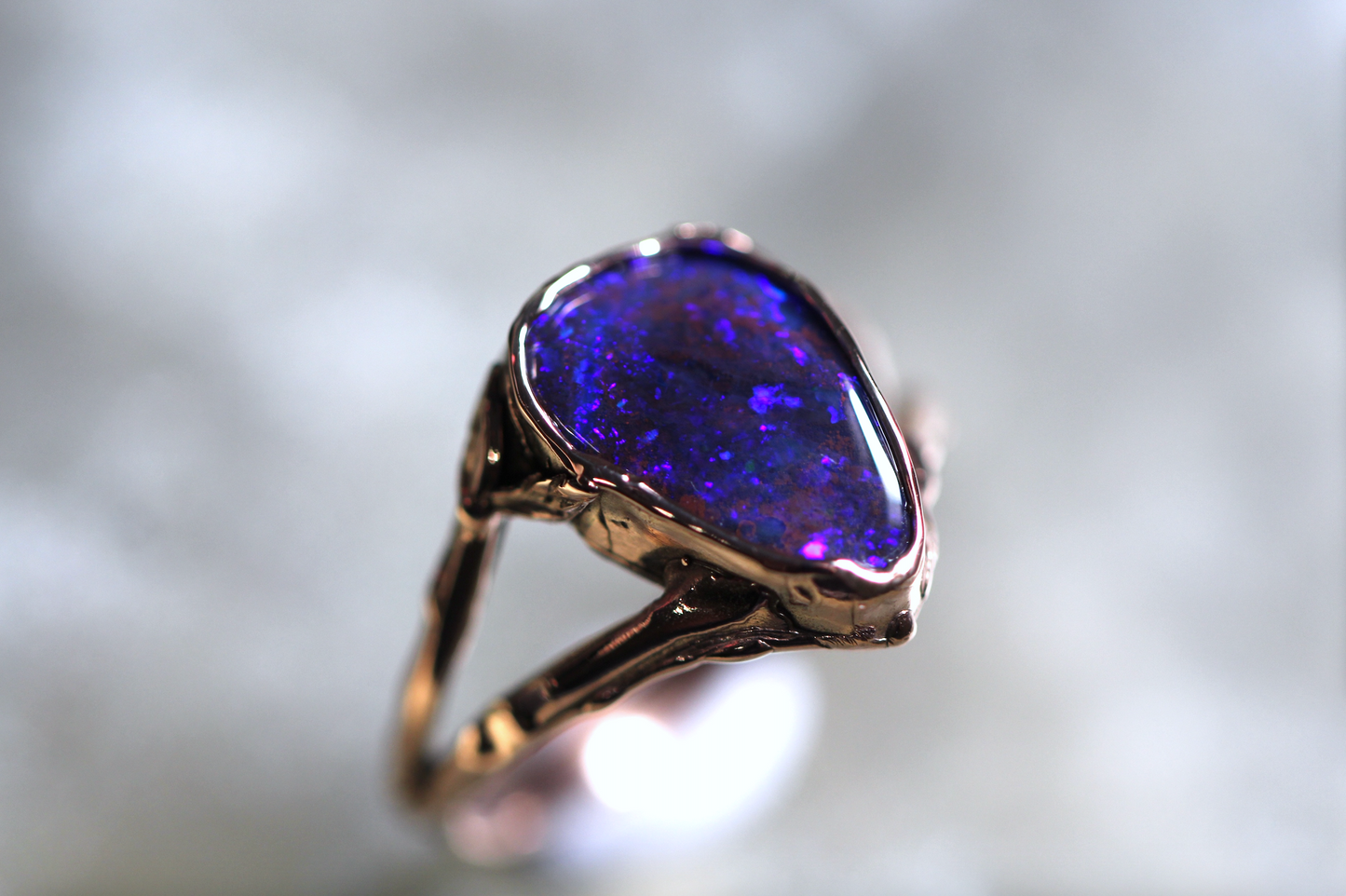 Boulder Opal and Solid 9ct Rose Gold Ring