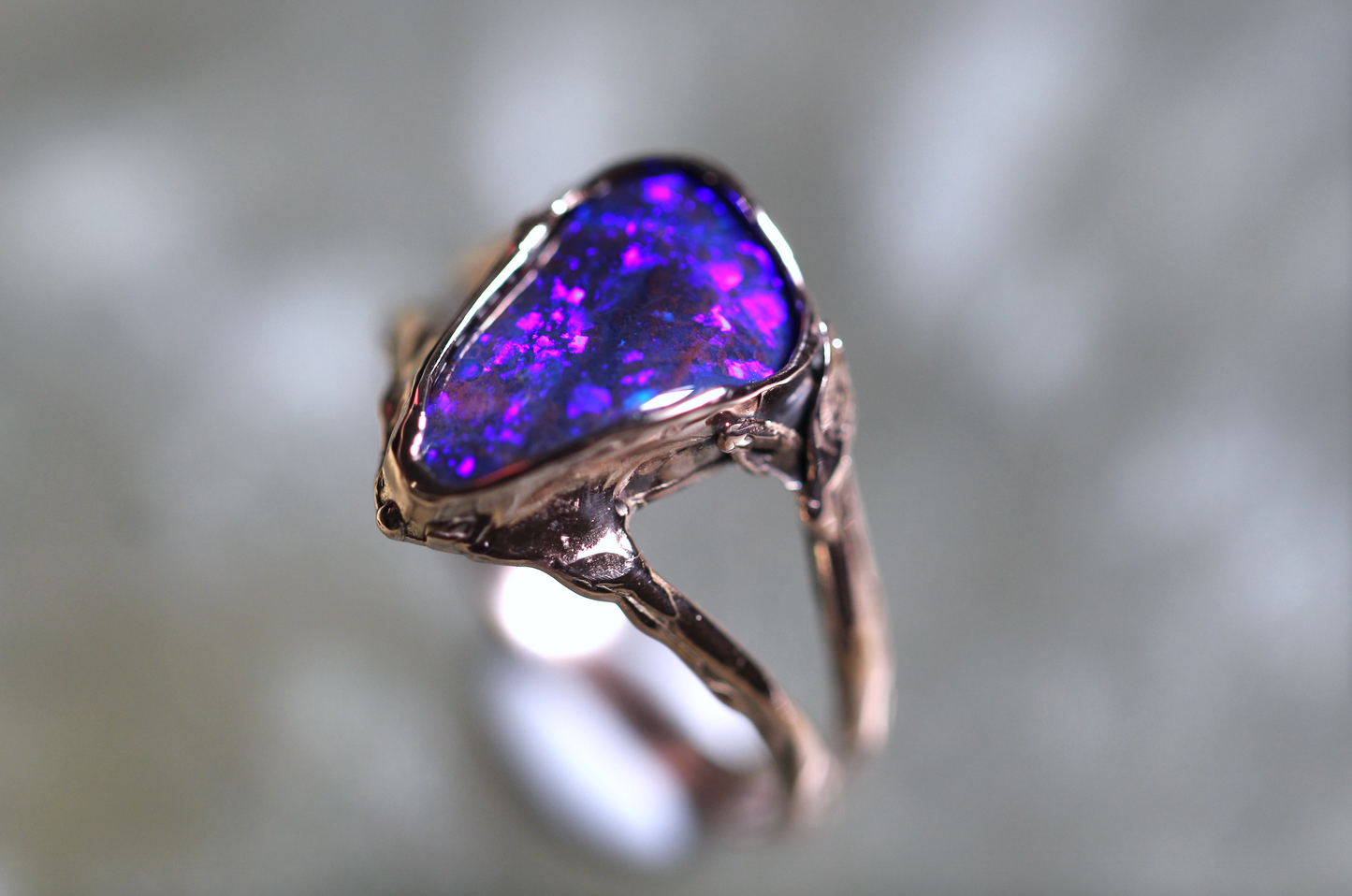 Boulder Opal and Solid 9ct Rose Gold Ring